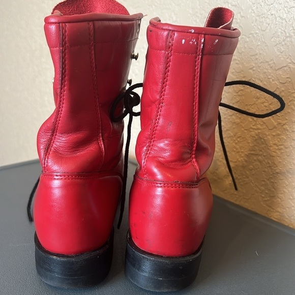 Justin Roper Boots Size 5 Red Leather Lace Up Western Kiltie L0503 Vintage - Picture 5 of 11